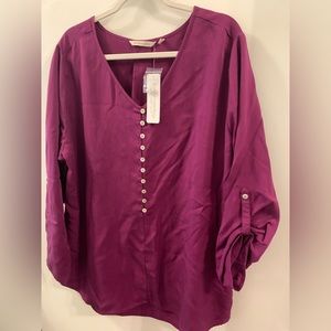 NWT Soft Surroundings Sardinia top plum color size 2X